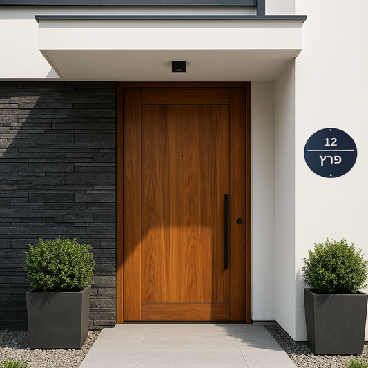 שלט כניסה לבית בעיצוב אישי עגול